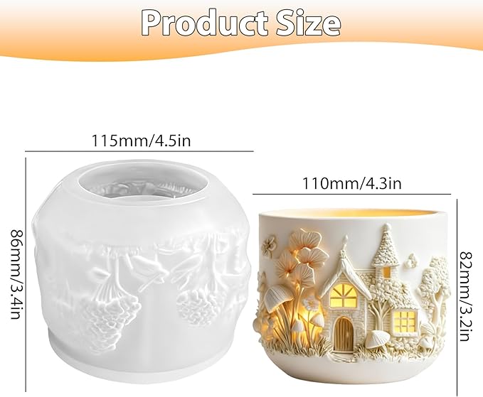 Fairy House Flower Pot Silicone Resin Mold, Epoxy Resin Casting Planter Pot Molds, Candle Holder Mold, Pen Holder Jewelry Container Vessels Mould, Concrete Cement Clay Plaster Mold for Home Decor
