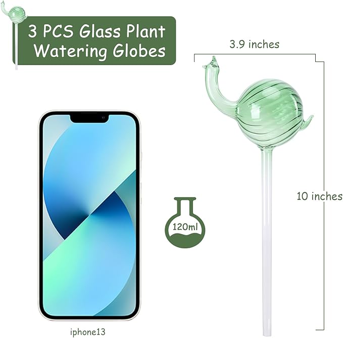 Glass Plant Watering Globes 3PCS Plant Watering Devices Self Watering Planter Insert Automatic Plant Waterer Indoor Snail Decoration
