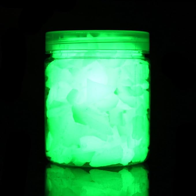 Shiny Stone Glow in The Dark Aquarium Neon Gravel Sand, Decorative Rocks for Fish Tank and Fairy Garden, Home Dec,305g/0.67lbs (8-15mm, Yellow Green)