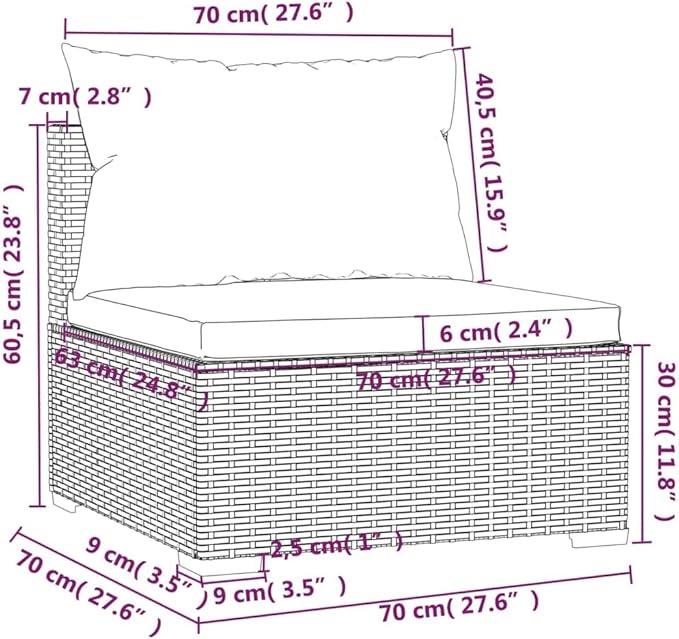 Garden Lounge Set Brown and Green Outdoor Conversation Set Garden Seating Ensemble for Pond Backyard