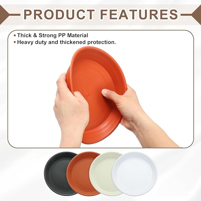HARFINGTON Plastic Plant Saucer 6.1" Round Drip Trays Flower Pot Saucers Flower Base Bottom Drainage Tray for Indoors Outdoors Planters, Pottery Red