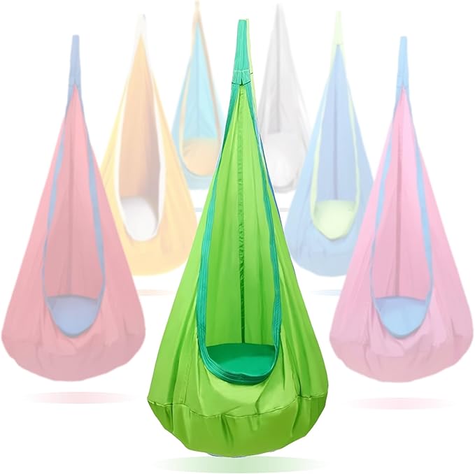 Kids Swing Seat Hammock Chair Indoor Outdoor Hanging Chair for Children,Soft & Safe with High Weight Capacity, Easy Install Perfect for Bedroom, Garden, Playroom (Light Green)