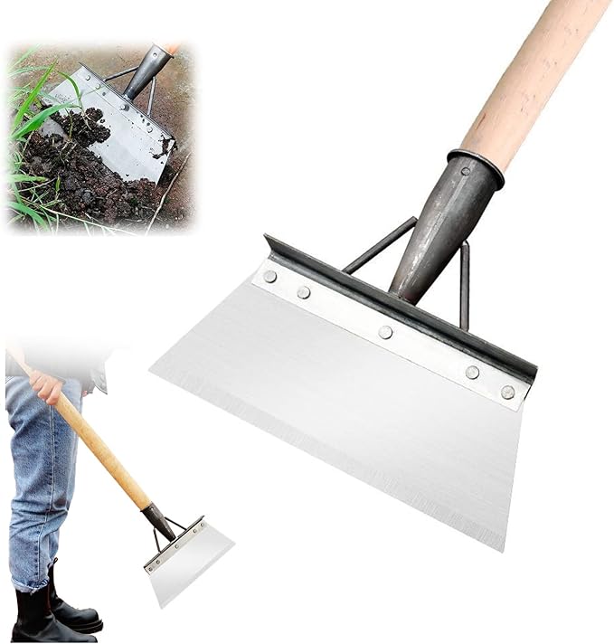 Multifunctional Cleaning Shovel, Gardscraper Multi-Functional Garden Cleaning Shovel Flat Shovel, Garden Spade Shovel, Heavy Duty Garden Tool for Digging, Lawn Edging, and Weed Removal (30cm/12in)
