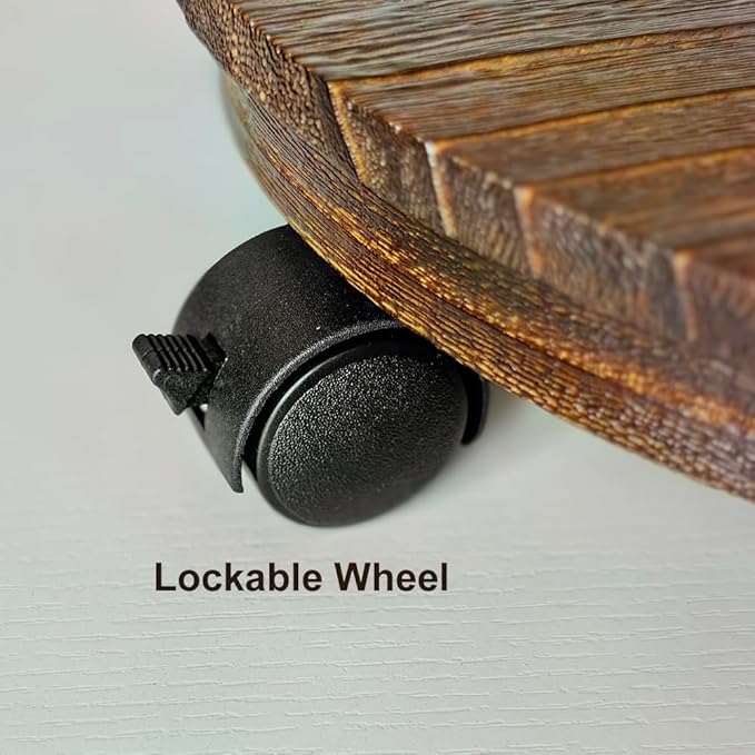 Wood Plant Caddy, Heavy Duty Rolling Planter Dolly With Rotating Casters, Movable Flower Pot Stand, Round Plant Rack With Lockable Wheels,Heavy Objects Hauling (13 Inch)