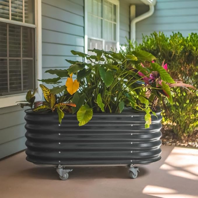 Vego garden 2 x 4 ft Self Watering Rolling Garden Bed-Modern Gray