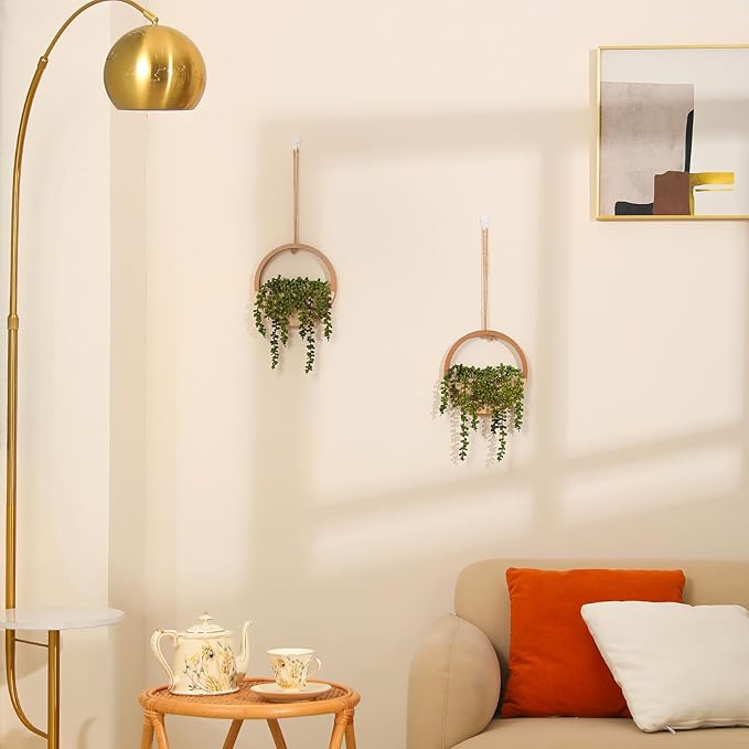 2 Pack Fake Plants, Large Artificial Hanging Plants Hanging Planter Fake Succulents Artificial String of Pearls with Pot and Lanyard for Living Room Bathroom Home Office Wall Decoration