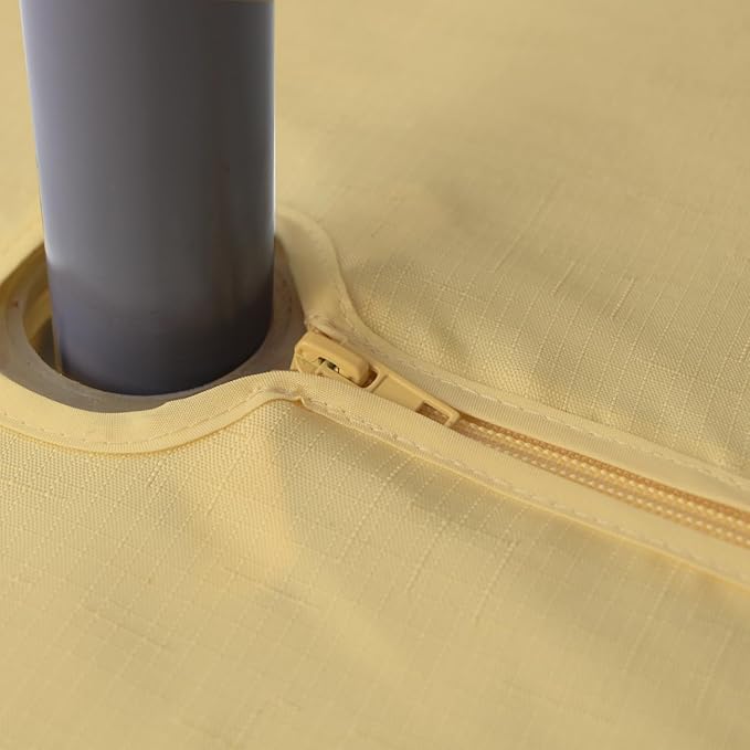 Outdoor Tablecloth Wrinkle-Free Stain Resistant Waterproof Polyester Fabric Table Cover with Zipper Umbrella Hole for Picnic/Party/Dinner/Patio Garden(60inch Round,Zippered,Yellow)