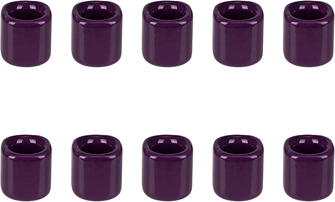 Mega Candles 10 pcs Dark Purple 1/2 Inch Diameter Ceramic Chime Ritual Spell Candle Holders, Great for Casting Chimes, Meditation, Rituals, Spells, Vigil, Witchcraft, Wiccan Supplies