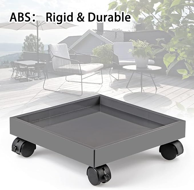 Skelang Square Wheeled Plant Dolly - ABS Planter Trays, Heavy Duty, Load Capacity 110 Lbs