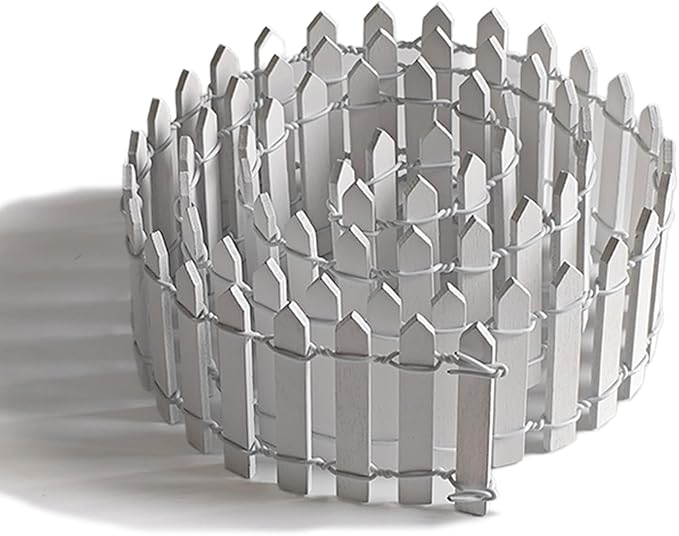 Kai Dream 35-Inch Mini Fairy Garden Fence - DIY Small Wooden Decorative Picket Fence for Dollhouses, Crafts, Dioramas, Plant Pots, and Micro Landscape