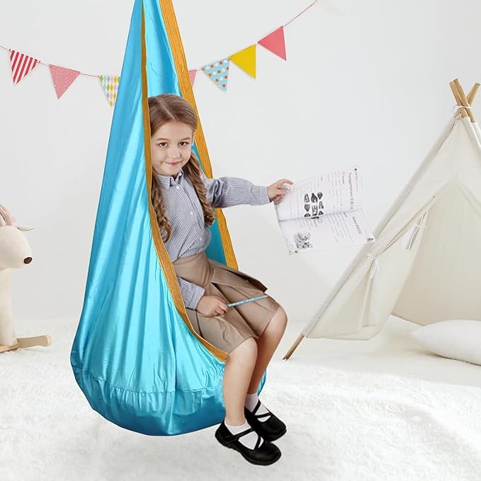Kids Swing Seat Hammock Chair Indoor Outdoor Hanging Chair for Children,Soft & Safe with High Weight Capacity, Easy Install Perfect for Bedroom, Garden, Playroom