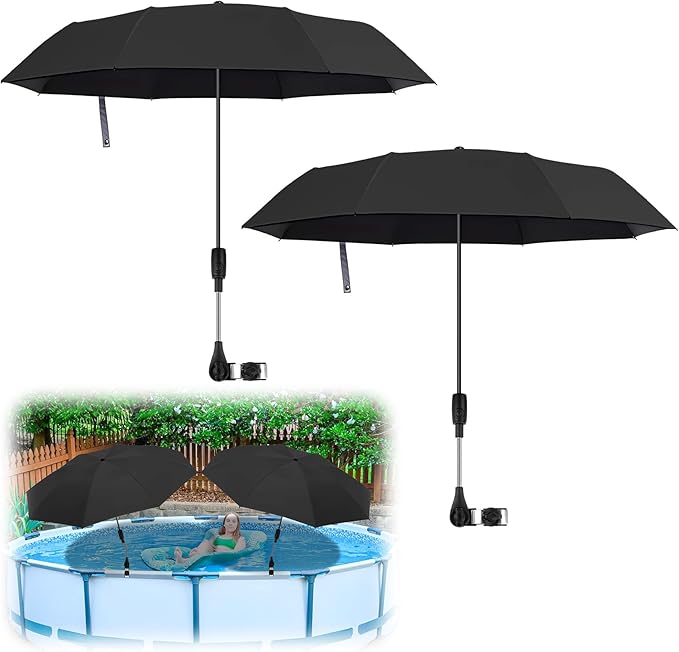 2 Pack Pool Shade Umbrella, 40" Adjustable Above Ground Pool Sunshade Canopy with Carry Bag,Patio Umbrella Use for Garden/PoolDeck/Backyard/Beach Chairs/Camp Trolley/Strollers/Golf Carts