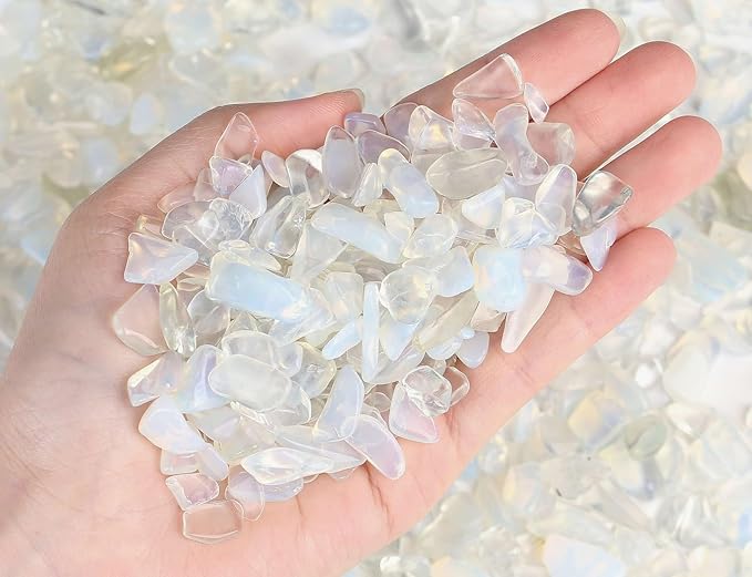 LAIDANLA Opalite 1lb Crystal Polished Tumbled Stones Irregular Shaped Crystal Chips Bulk Natural Gemstone Aquarium Gravel Rocks Vase Filler Fish Tank Gravel Home Decoration