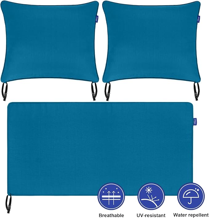 Outdoor Loveseat Cushion Set 44''x24'', Outdoor Cushions for Patio Furniture with Fastness Cover, Water Repellent Outdoor Seat Cushion and Couch Back Cushions for Bench, Swing (Indigo Blue, 2 Sets)