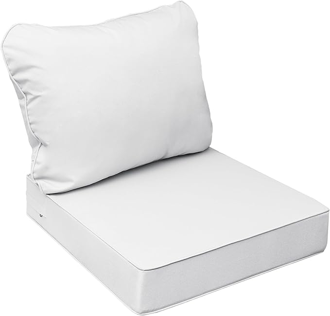 AAAAAcessories Outdoor Seat Cushions for Chairs, Fade-Resistant, Waterproof Patio Furniture Replacement Cushions, 21" x 19" x 3" + 21" x 19", Creamy White