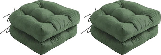 Outdoor Chair Cushions Set of 2, Patio Chair Cushions with Ties, 19x19+5” Tufted Outdoor Seat Cushions, Waterproof Patio Furniture Cushions, Outdoor Dining Chair Pads, Forest Green (Pack of 2)