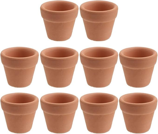 HANABASS 10Pcs 1.2 Inch Mini Terracotta Pots with Drainage Holes, Small Clay Flower Pots, Tiny DIY Paintable Succulent Planter for Nursery Miniature Cactus Succulent Garden Windowsill DIY Crafts