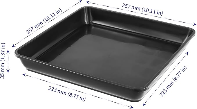 SOUJAP 20 Pack Black Square Plant Saucer, 8.7 Inch Inner Flower Pot Drip Tray for Outdoor Indoors,10 Inch Outer