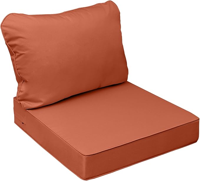 AAAAAcessories Outdoor Seat Cushions for Chairs, Fade-Resistant, Waterproof Patio Furniture Replacement Cushions, 19" x 19" x 3" + 19" x 17", Rust