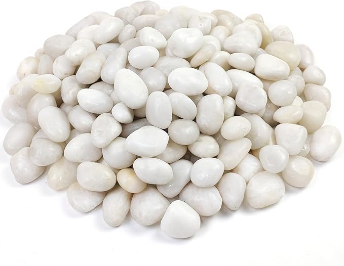 River Rocks for Landscaping, Natural Polished Pebbles for Indoor Plants, Small Decorative White Stones for Vase Fish Tank Aquariums Landscaping Garden, 20lbs
