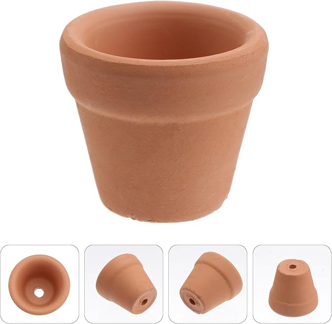 HANABASS 10Pcs 1.2 Inch Mini Terracotta Pots with Drainage Holes, Small Clay Flower Pots, Tiny DIY Paintable Succulent Planter for Nursery Miniature Cactus Succulent Garden Windowsill DIY Crafts