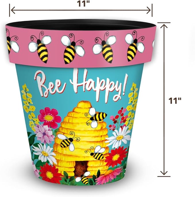 Briarwood Lane Spring Planter 11.75" x 11" x 11" Bee Happy Beehive Medium for Spring Planter