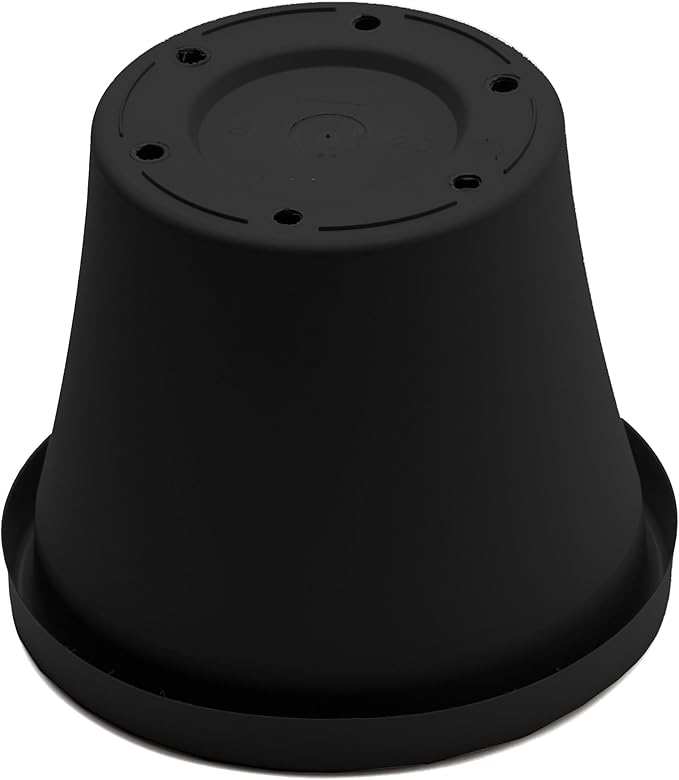 Bloem Terra 12" Diameter Round Black Resin Planter Pot with Drainage Holes for Indoor and Outdoor Gardening
