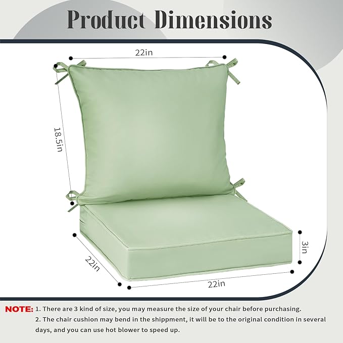 PLTCAT Patio Furniture Cushions Set, Waterproof & Fade Resistant with Removable Cover (Cyan, 24" x 24" + 24" x 20")