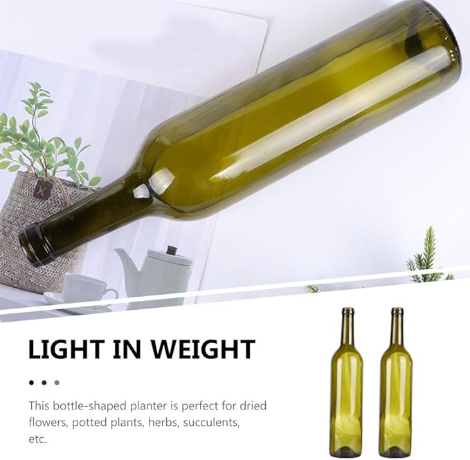 DOITOOL Glass Candle Holder Decorative Bottle 12.59In Cut Wine Bottle Vase Planter for Succulents Dried Flowers Table Centerpiece