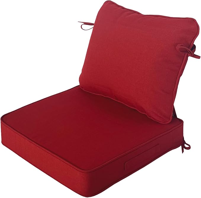 19"x19" Outdoor Universal Cushion Set of 1, Patio Cushions with Handles & Ties, Water-Proof Stain-Resistant UV Resistant Weather Resistant High Resilience Foam,Chili