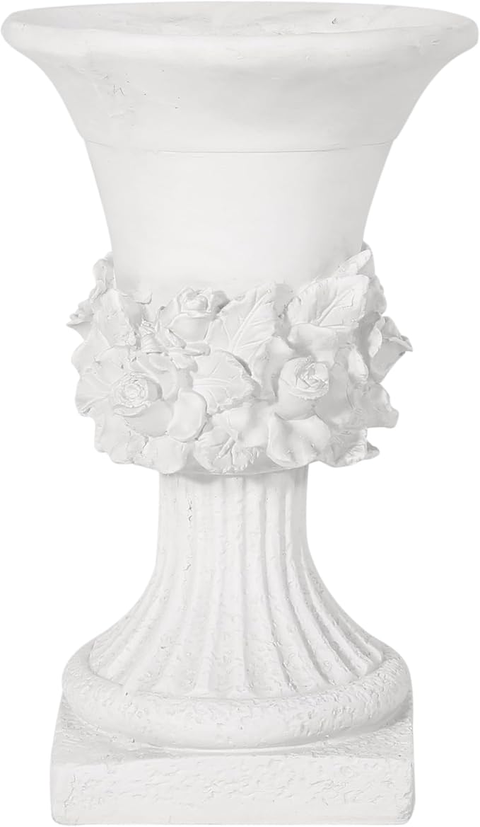 Merax 19.5 Inches Tall MGO Garden Urn Planter, Lightweight Concrete Urn for Flowers, Herbs & Succulents, Indoor & Outdoor Decorative Pot, Antique White