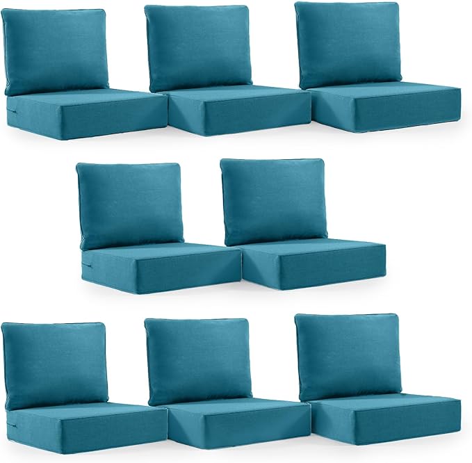 6" Thick Outdoor Cushion, 24*24*6" Patio Furniture Cushions with Waterproof Patio Furniture Cushions with Removable Cover, 28D High Density Patio Cushion for Outdoor Furniture, Green-8pcs