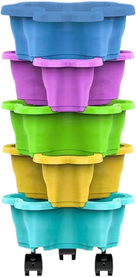 Stackable Planter - Multi-Tier Garden Pot System, Weatherproof Vertical Growing Container | Drainage Flower Vegetable Planters, Indoor Outdoor Herb Pots for Balcony Patio Yard Lawn Farming Decor