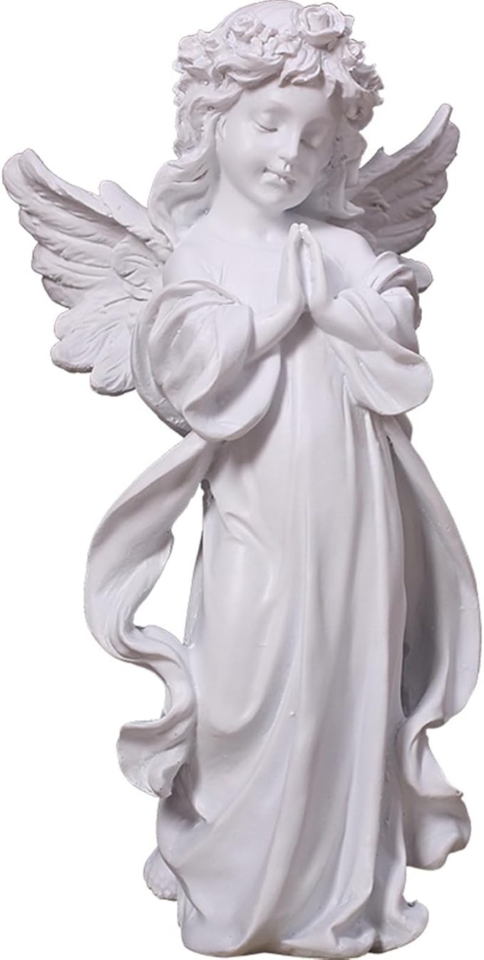 YUEOECOR Praying Angel Figurine, Waterproof Angel Wings Statue, Garden Memorial Angel, Resin Praying Angel Figurine for Home Decor or Garden