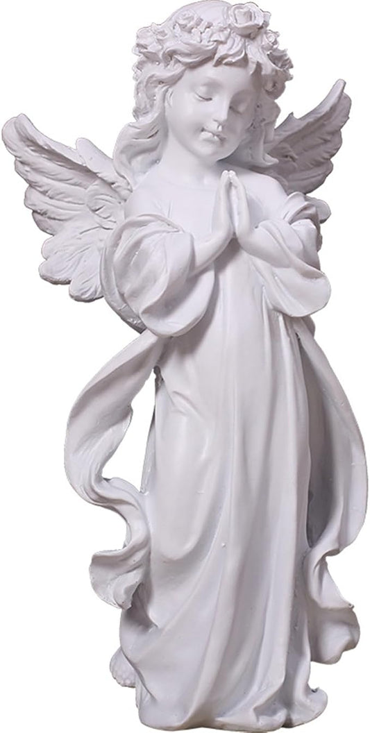YUEOECOR Praying Angel Figurine, Waterproof Angel Wings Statue, Garden Memorial Angel, Resin Praying Angel Figurine for Home Decor or Garden