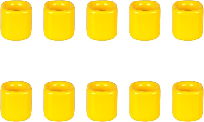 Mega Candles 10 pcs Yellow 1/2 Inch Diameter Ceramic Chime Ritual Spell Candle Holders, Great for Casting Chimes, Meditation, Rituals, Spells, Vigil, Witchcraft, Wiccan Supplies