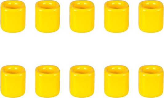 Mega Candles 10 pcs Yellow 1/2 Inch Diameter Ceramic Chime Ritual Spell Candle Holders, Great for Casting Chimes, Meditation, Rituals, Spells, Vigil, Witchcraft, Wiccan Supplies