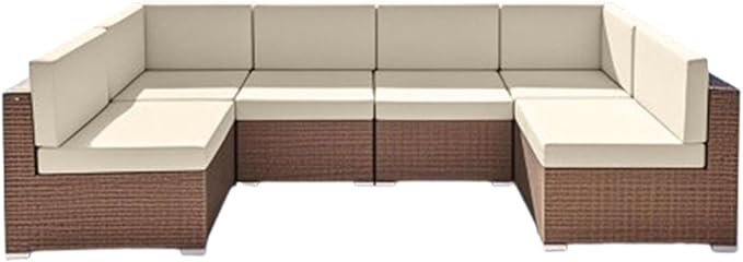 Outdoor Replacement Cushions for Patio Furniture, Splash-Resistant and Fade-Resistant 14 Pieces Outdoor Couch Cushion, 25.6x25.6x4 Inch Sofa Pad with Removable Fabric Cover