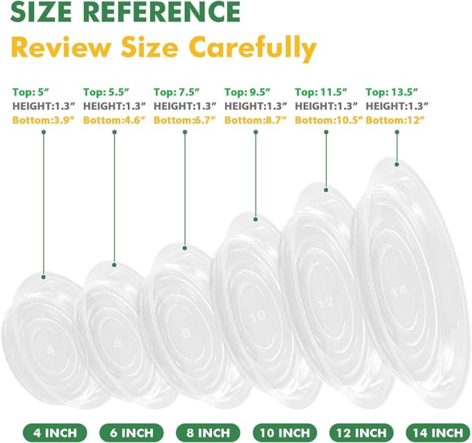 60 Pack 12 Inch Plant Saucer Clear Plant Saucers for Outdoors Plants Drip Trays Extra Large Pot Saucer No Holes Pot Saucers Planter Trays for Outdoor Plants Bulk Plastic Tray for Flower, Potted Tree