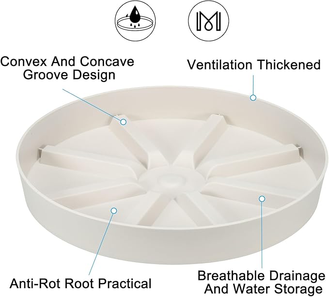 PATIKIL 11.8 Inch Plant Saucers Tray, 2Pcs Durable Plastic Round Flower Pot Drip Tray Thicker Anti-Rot Root for Indoors Outdoors Home Garden, Beige