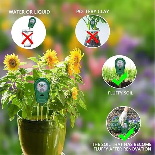Soil Test Kit, 3-in-1 Soil Moisture Meter, Soil pH and Nutrient Meter, Soil Tester Simultaneously Display Results for Garden, Lawn, Farm Indoor & Outdoor Plants