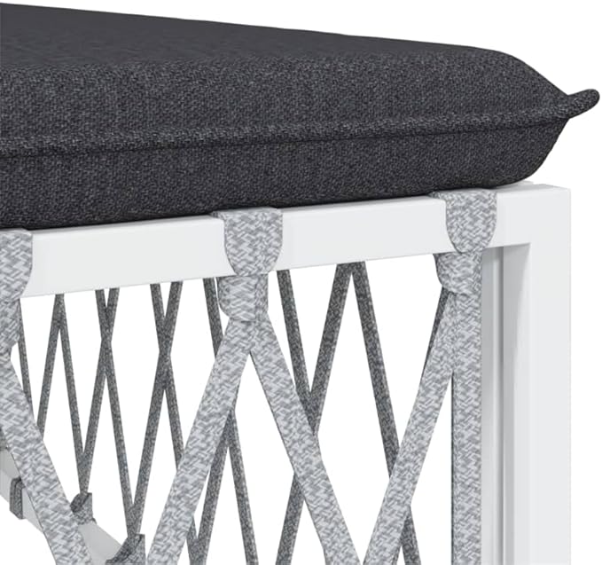 SKM 7 Piece Garden Lounge Set with Cushions White Steel (Weight-108KG)