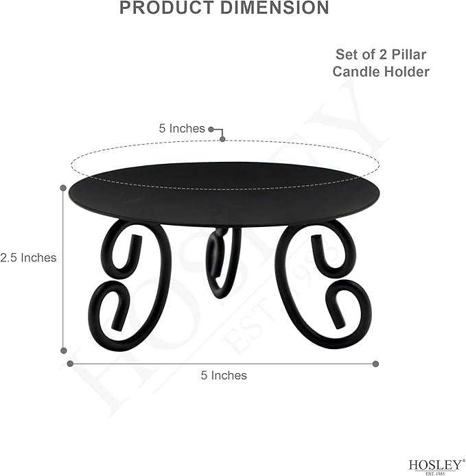 Hosley Set of 2 Pillar or LED Candle Holder 5 inch Diameter Gift for Farmhouse Weddings or can be Used for Aromatherapy and Spa O5