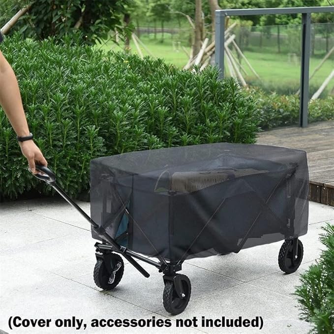 Waterproof Camping Wagon Cover, Rain Cover for Wagon Push-Pull Wagon Rain Cover Canopy Folding Stroller Trolley Cart Accessories UV Resistant Cover for Garden Camping Picnic (37.8’’ L*25.6’’W*19.7‘’H)