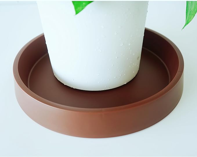 4 Pack Plant Saucer Tray for Ceramic Plastic Pots, 6 inch Plant Saucers for Indoors, Pot Saucers Trays, Flower Planter Water Drip Trays for Pots Base (6", Brown)