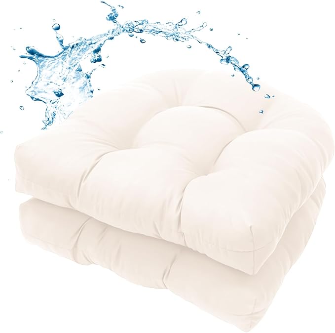 MTMR Water-Repellent Outdoor Chair Cushions Set of 2, 19”X19” Patio Chair Cushions with High Elasticity PP Cotton, Thick Tufted Outdoor Patio Furniture Cushions, Seat Cushions for Outdoor Furniture