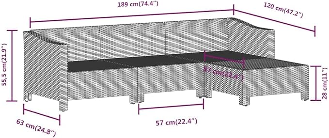 Garden Lounge Set Gray Poly Rattan Medium Durable Garden Furniture Set for Backyard Backyard