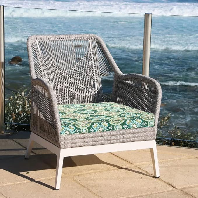 FUNHOME Patio Chair Cushions 18 x 18 x 2.5 Inch,Water-Resistant Outdoor Seat Cushions for Patio Furniture 2 Pack, Sqaure Chair Pads for Wicker Chair Seat, Green Medal