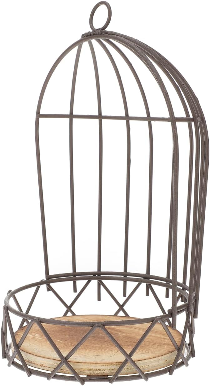 PRETYZOOM Decorative Birdcage Flower Stand Vintage Style Hanging Bird Cage Candle Holder Mini Succulent Planter for Home D Cor and Festival Table Centerpiece 4.7X4.7X9.4 Inches