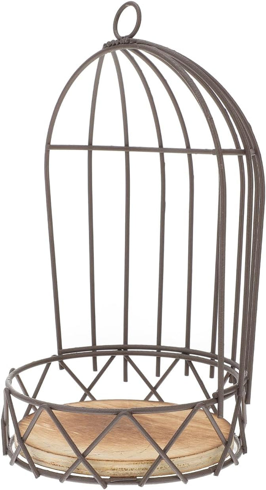 PRETYZOOM Decorative Birdcage Flower Stand Vintage Style Hanging Bird Cage Candle Holder Mini Succulent Planter for Home D Cor and Festival Table Centerpiece 4.7X4.7X9.4 Inches